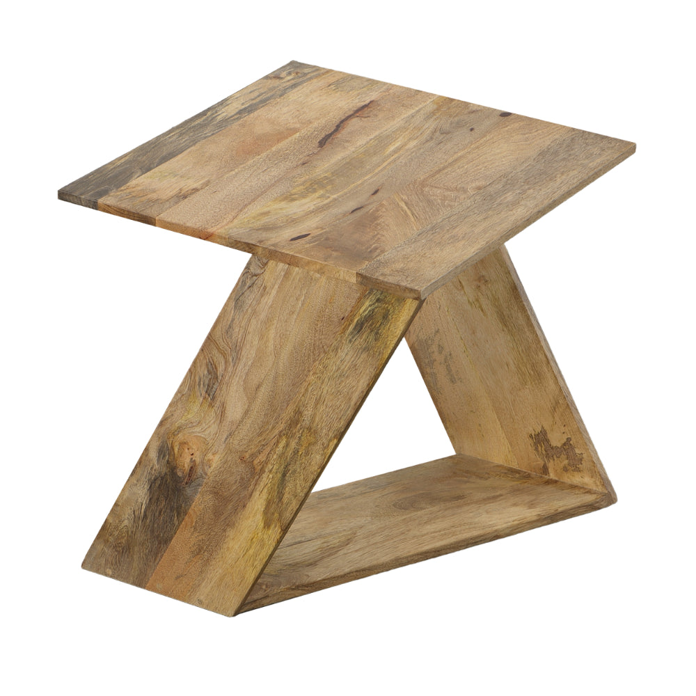 End Table with Square Top and Illusion Wooden Frame, Oak Brown - UPT-268972