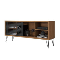 Arthur 54 Inch Wooden TV Stand with 1 Sliding Door, Walnut Brown and Black - UPT-271305