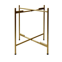 Vica 20 Inch High Round Side End Table with 2 Tier Iron Frame, Matte Gold - UPT-271319