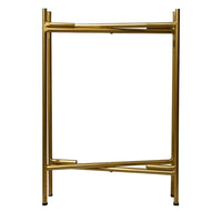 Vica 20 Inch High Round Side End Table with 2 Tier Iron Frame, Matte Gold - UPT-271319