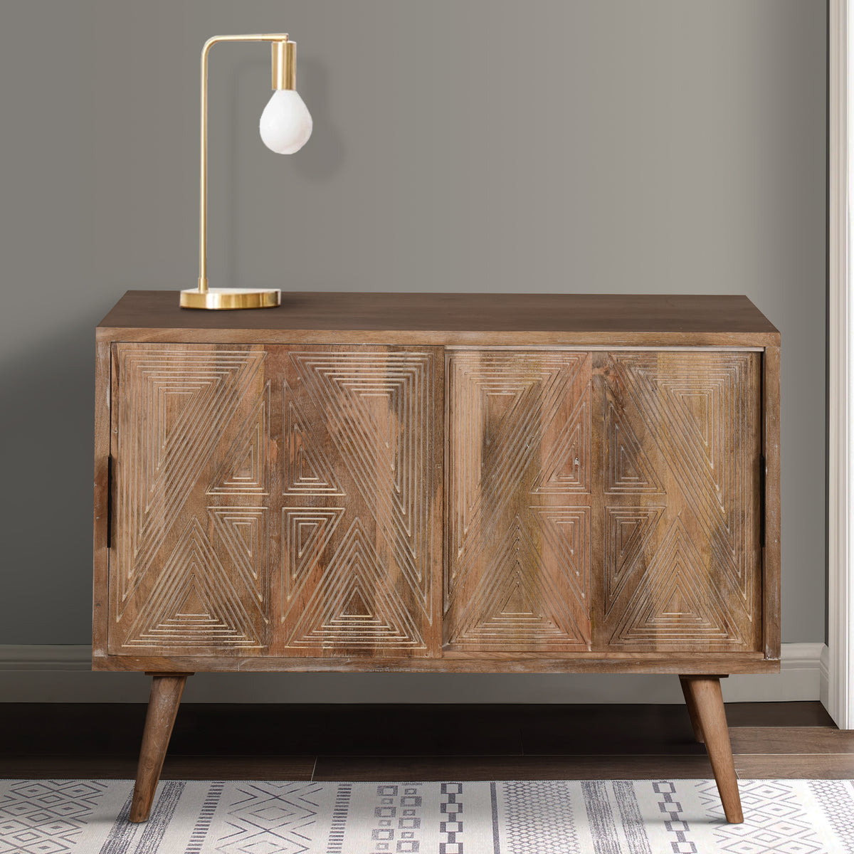 Toscana 42" Solid Wood Sideboard Buffet Cabinet with Sliding Doors - Natural Brown - UPT-271517