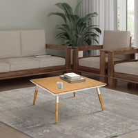 Paige 31 Inch Illusion Rectangular Wooden Coffee Table, Wood Brown, White - UPT-272004