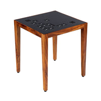 Alba 22 Inch 3 Piece Nesting Table Set, Laser Cut Metal, Black, Brown - UPT-272006