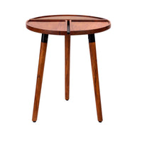 18 Inch Round Acacia Wood Side Accent End Table with 3 Tabletop Sections, Warm Brown - UPT-272009