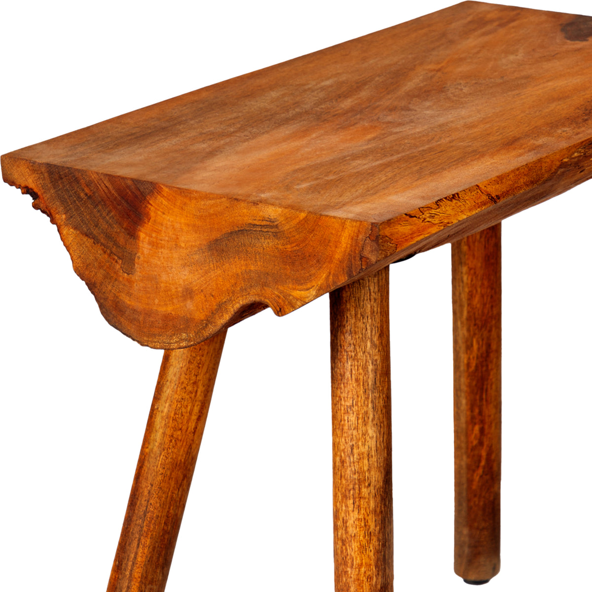 18 Inch Rectangular Mango Wood Accent Side Table with Live Edge Log Top, Warm Brown - UPT-272014