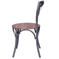 19 Inch Industrial Dining Accent Chair with Mango Wood Seat, Open X Iron Backrest, Metallic Gray, Brown - UPT-272523