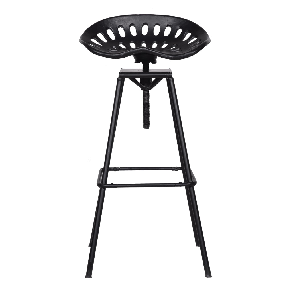 38 Inch Industrial Metal Barstool, Swivel And Adjustable Seat Height, Angled Legs, Black - UPT-272524