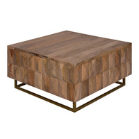 33 Inch Lift Top Storage Trunk Coffee Table, Square, Mango Wood, Natural Brown - UPT-272536