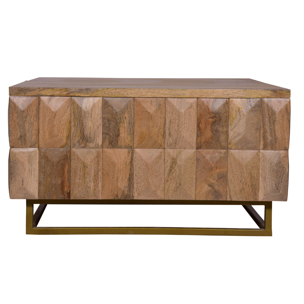 33 Inch Lift Top Storage Trunk Coffee Table, Square, Mango Wood, Natural Brown - UPT-272536