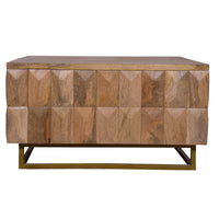 33 Inch Lift Top Storage Trunk Coffee Table, Square, Mango Wood, Natural Brown - UPT-272536