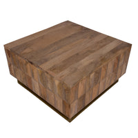 33 Inch Lift Top Storage Trunk Coffee Table, Square, Mango Wood, Natural Brown - UPT-272536