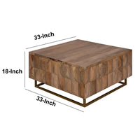 33 Inch Lift Top Storage Trunk Coffee Table, Square, Mango Wood, Natural Brown - UPT-272536