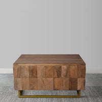 33 Inch Lift Top Storage Trunk Coffee Table, Square, Mango Wood, Natural Brown - UPT-272536