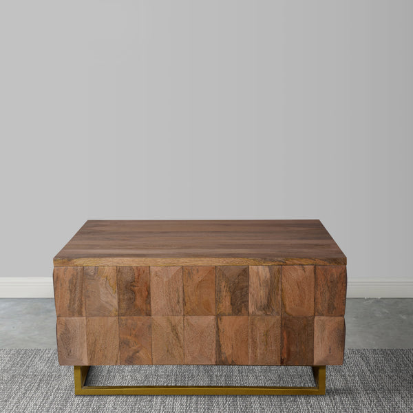 33 Inch Lift Top Storage Trunk Coffee Table, Square, Mango Wood, Natural Brown - UPT-272536