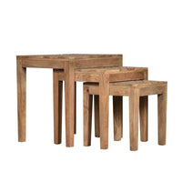 20, 17, 14 Inch 3 Piece Mango Wood Rectangular Nesting Table Set with Inlaid Herringbone Design, Natural Brown - UPT-272539