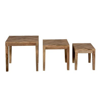 20, 17, 14 Inch 3 Piece Mango Wood Rectangular Nesting Table Set with Inlaid Herringbone Design, Natural Brown - UPT-272539