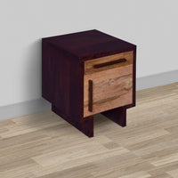 18.5 Inch Single Modern Contemporary Style Mango Wood Nightstand Side Table with 1 Drawer and Door, Cafe and Natural Brown - UPT-272540