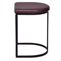26 Inch Counter Height Stool with Vegan Faux Leather Upholstery, Black Iron Frame, Dark Brown - UPT-272546