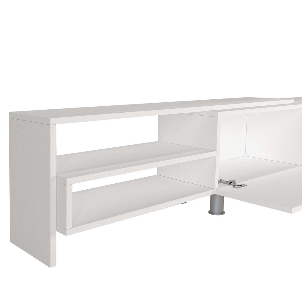 72 Inch Wood TV Console Entertainment Media Center with Storage 3 Piece Set, 2 Floating Wall Shelves, White - UPT-272745