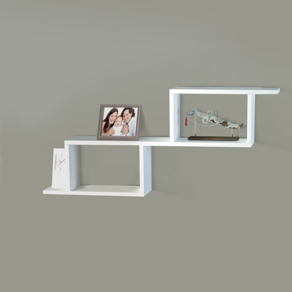 40 Inch Decorative Wooden Wall Mounted Cubby Shelf, White - UPT-272750