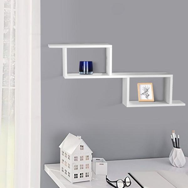 40 Inch Decorative Wooden Wall Mounted Cubby Shelf, White - UPT-272750