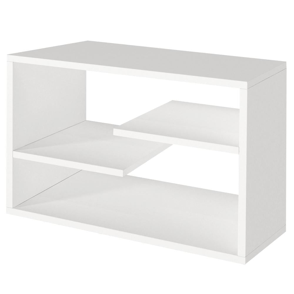 24 Inch Decorative Rectangular Wood Floating Wall Shelf with 3 Tier Storage, White - UPT-272758