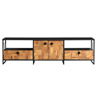 71 Inch Industrial TV Stand Media Entertainment Cabinet, Wood And Metal Frame With Storage Space, Brown, Black - UPT-272771