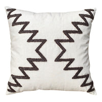 17 x 17 Inch Square Cotton Accent Throw Pillows, Geometric Aztec Embroidery, Set of 2, White, Gray - UPT-272776