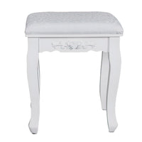 Ren 30 Inch 3 Piece Vanity Desk Set with Rotating Mirror and Matching Stool, 4 Drawers, Pure White Solid Wood - UPT-272876