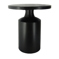 Zoe 20 Inch Modern Round Iron Side Table with Pedestal Base, Matte Black - UPT-272899