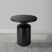 Zoe 20 Inch Modern Round Iron Side Table with Pedestal Base, Matte Black - UPT-272899