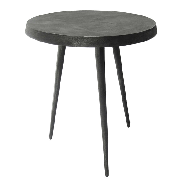 23 Inch Round Modern Minimalist Metal Side Table with Tripod Base, Charcoal Black - UPT-272903