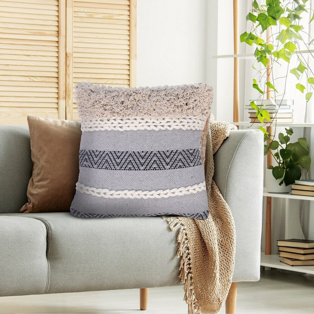 18 x 18 Cotton Accent Throw Pillows, Geometric Lined Pattern, Set of 2, Multicolor - UPT-273454