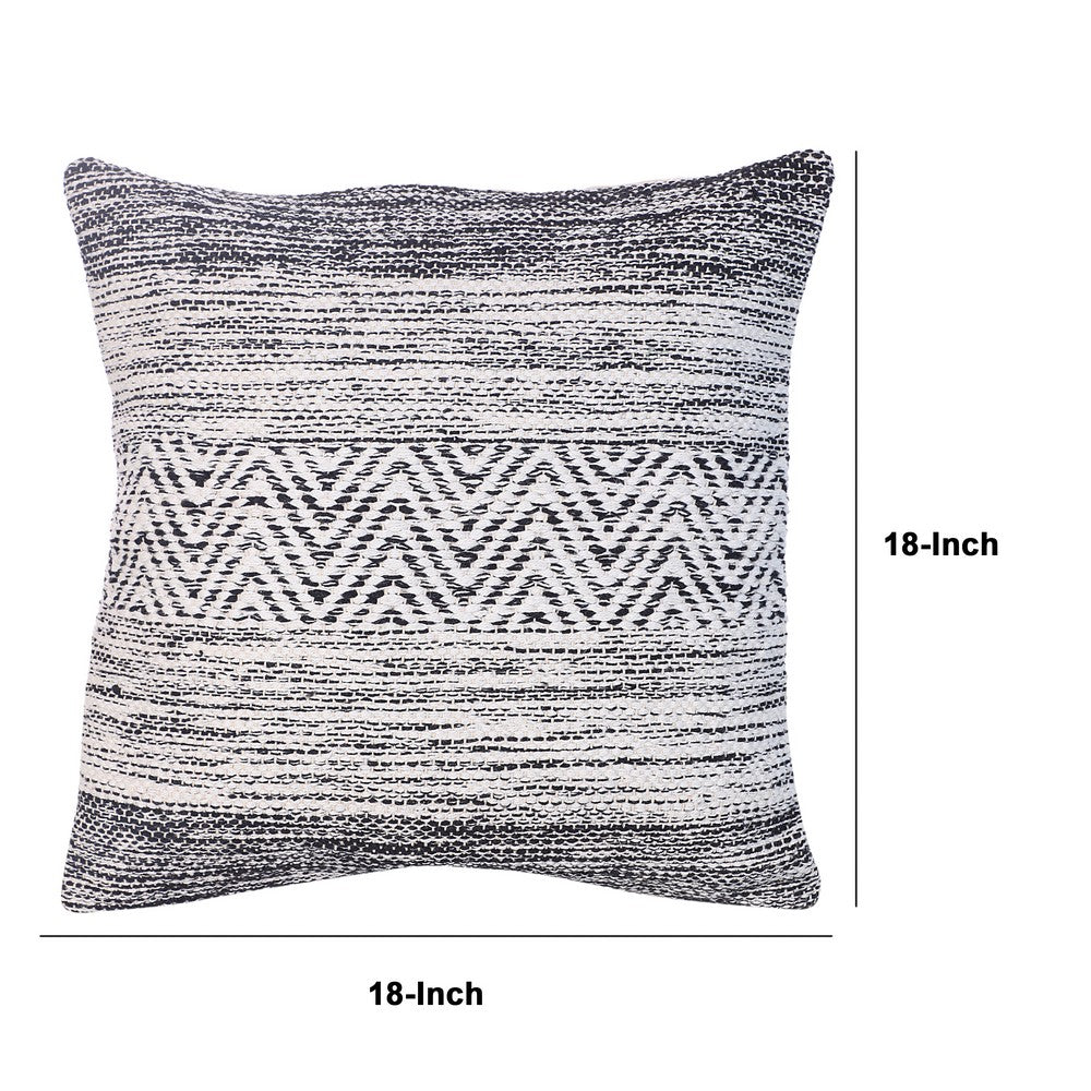 Cabe 18 X 18 Cotton Accent Throw Pillows, Wavy Lined Pattern, Set of 2, Black, White - UPT-273456