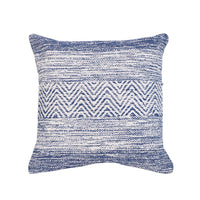 Cabe 18 X 18 Handcrafted Cotton Accent Throw Pillows, Wavy Lined Pattern, Set of 2, Ink Blue, White - UPT-273457
