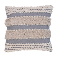 Adiv 18 x 18 Handcrafted Shaggy Cotton Accent Throw Pillows, Woven Yarn, Set of 2, Beige, Gray - UPT-273459