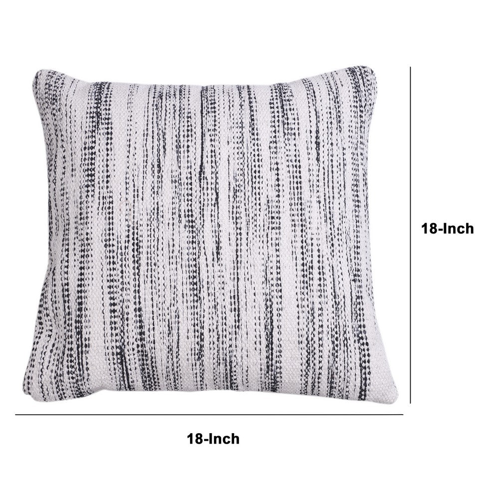 18 x 18 Handcrafted Cotton Accent Throw Pillows, Woven Lined Design, Set of 2, Black, Gray, Beige - UPT-273461