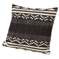 18 x 18 Jacquard Square Decorative Cotton Accent Throw Pillow with Aztec Tribal Boho Pattern, Set of 2, Black, White - UPT-273478