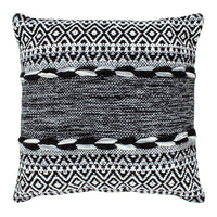 18 x 18 Jacquard Square Decorative Cotton Accent Throw Pillow with Soft Boho Tribal Pattern, Set of 2, Black, White - UPT-273479