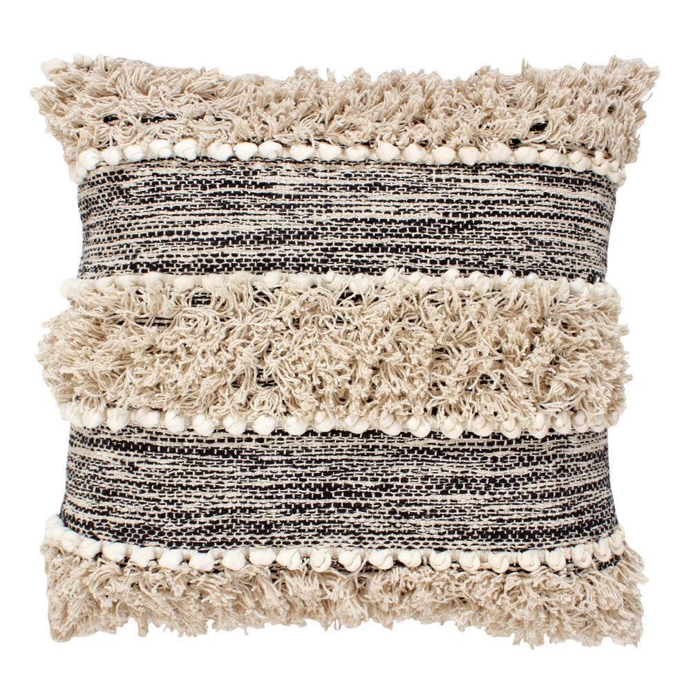 Dillwyn Beige Cotton Throw Pillow - 18L x 18W Square