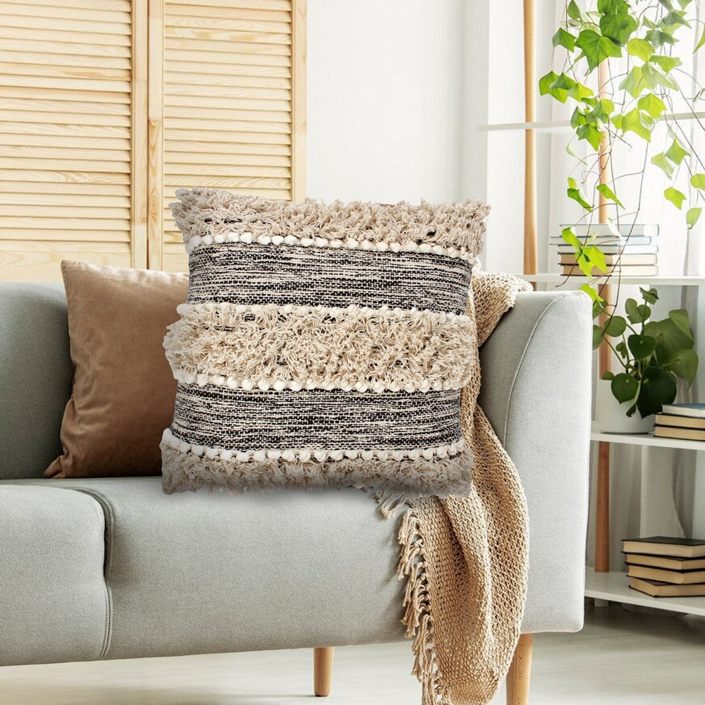 The Urban Port 18 x 18 Shaggy Square Cotton Accent Throw Pillow