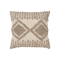 18 x 18 Square Cotton Decorative Accent Throw Pillow, Raised Diamond Embroidery, Set of 2, Beige - UPT-273487