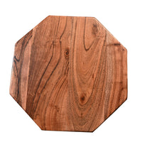 23 Inch Handcrafted Drum Side Accent Table with a Multifaceted Diamond Cut Design, Natural Brown Acacia Wood - UPT-274766