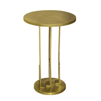Cyrus 18 Inch Round Accent Side Table, Cast Aluminum, Arched Cut Out Frame, Brass - UPT-274819