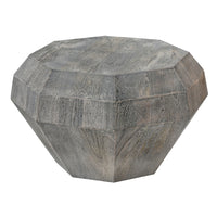 30 Inch Modern Art Coffee Table, 3D Diamond Shape, Solid Mango Wood, Weathered Gray - UPT-276367