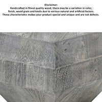 30 Inch Modern Art Coffee Table, 3D Diamond Shape, Solid Mango Wood, Weathered Gray - UPT-276367