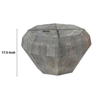 30 Inch Modern Art Coffee Table, 3D Diamond Shape, Solid Mango Wood, Weathered Gray - UPT-276367