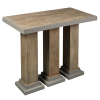 35 Inch Handcrafted Console Table, Solid Mango Wood with Pillar Style Legs in Rustic Brown Finish - UPT-276368