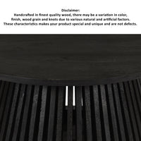 Ridge 32 Inch Handcrafted Round Coffee Table, Mango Wood, Slatted Flared Base, Black - UPT-276558