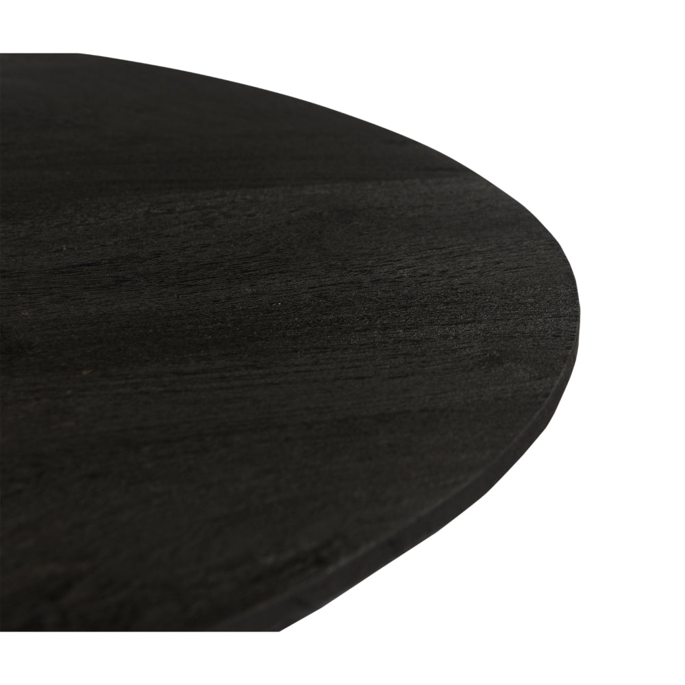 Ridge 47 Inch Handcrafted Mango Wood Round Dining Table, Slatted Flared Base, Black - UPT-276560